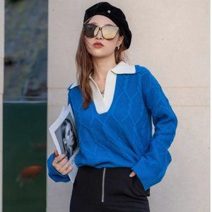 Petite Studio canyon cashmere blend sweater - classic blue XS size